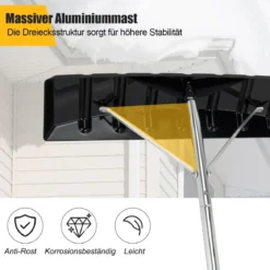 148-608 cm Schneeschaufel aus Aluminium mit rutschfestem Griff & Kunststoffklinge Silber