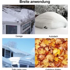 201-630 cm Schneeschaufel aus Aluminium mit Gummielippe Schneeräumer für Dach
