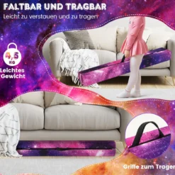240cm Schwebebalken Kinder Balancierbalken klappbar Gymnastikbalken mit Tragegriff & rutschfestem Boden Mehrfarbig