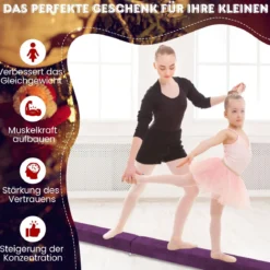 240cm Schwebebalken Kinder Balancierbalken klappbar Gymnastikbalken mit Tragegriff & rutschfestem Boden Lila