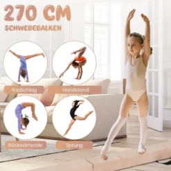 270 cm Schwebebalken Kinder Balancierbalken klappbar Gymnastikbalken mit Tragegriff