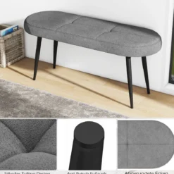 113 cm Sitzbank mit Kissen & Metallbeinen Polsterbank Ottomane bis 300 kg Belastbar