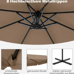 Ø300 cm Sonnenschirm inkl. Schutzhülle & Kurbel & Volant Ampelschirm Gartenschirm Marktschirm