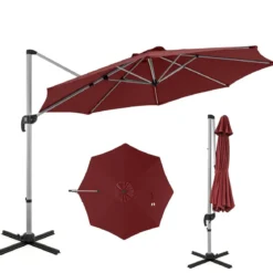 Ø 330 cm Sonnenschirm mit Kurbel & UPF 50+ um 360° Drehbarer Ampelschirm Gartenschirm
