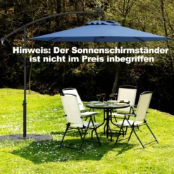300 cm Sonnenschirm mit 32 Solar-LED-Leuchten & Kurbel Gartenschirm Marktschirm