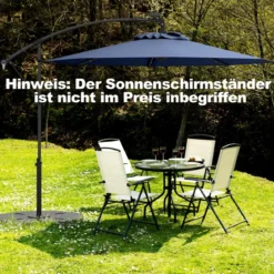 300 cm Sonnenschirm mit 32 Solar-LED-Leuchten & Kurbel Gartenschirm Marktschirm