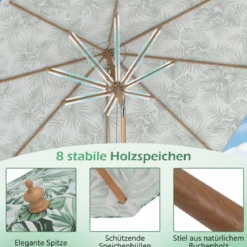 270 cm Sonnenschirm Sonnenschirm mit 30° Neigungsverstellung & belüftete Spitze Grün