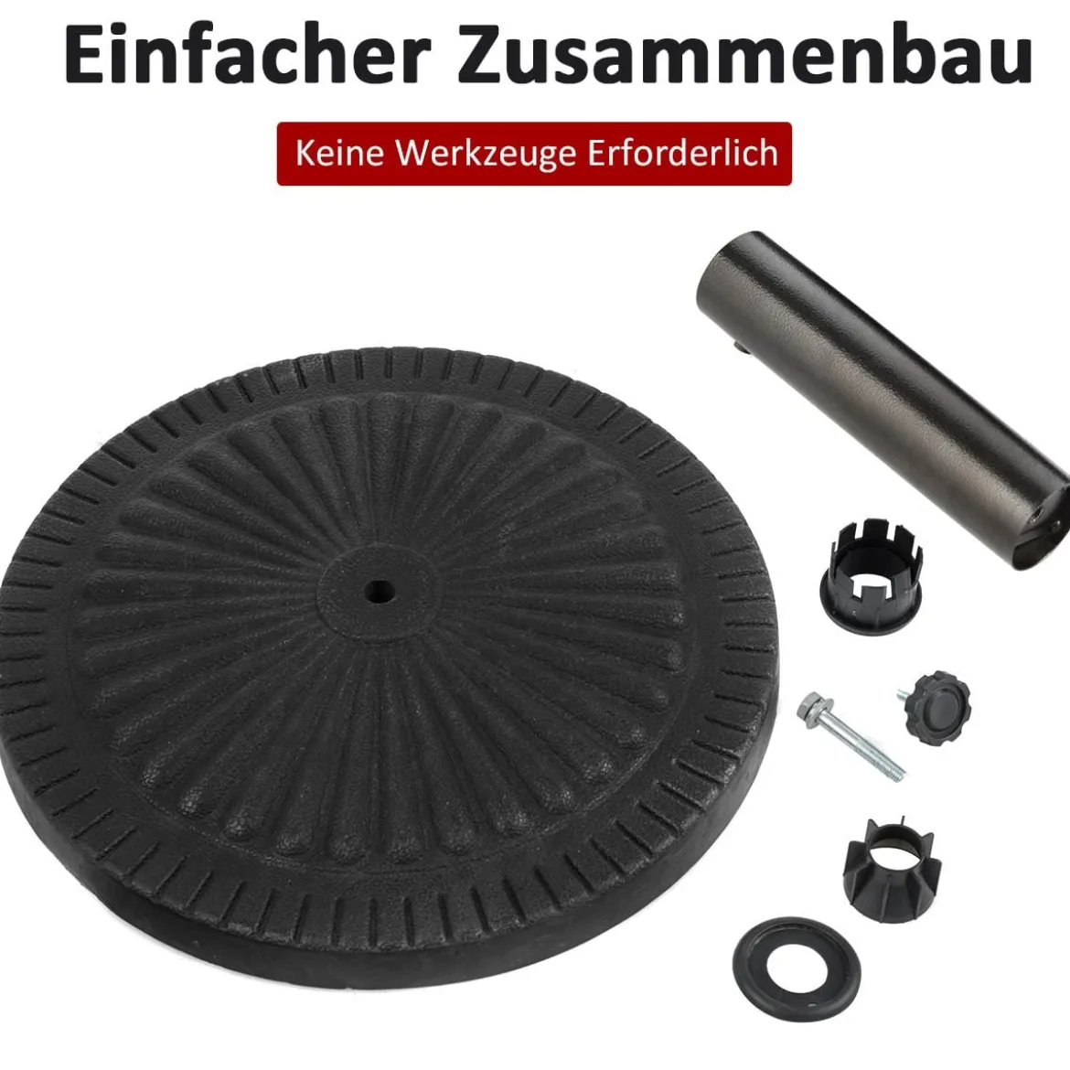 Φ49cm Sonnenschirmständer Robuster Runder Schirmhalter mit Feststellknopf Dicke Eisenstange
