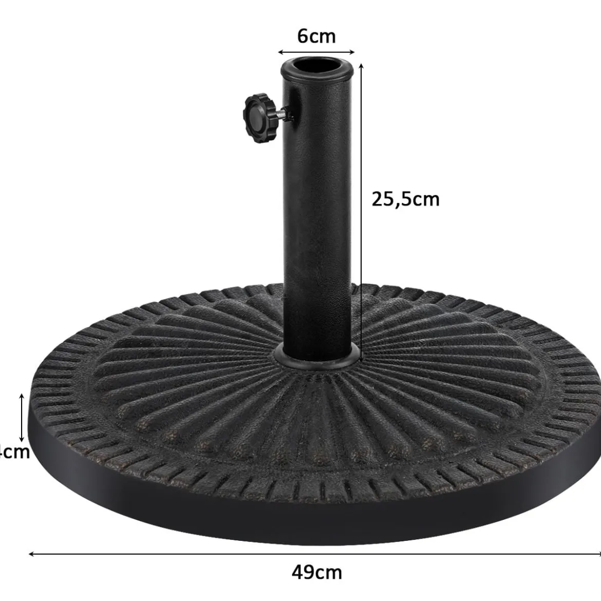 Φ49cm Sonnenschirmständer Robuster Runder Schirmhalter mit Feststellknopf Dicke Eisenstange