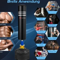 170 cm Stand Kickboxsack mit Ständer und Handschuhen für Home Office Schwarz