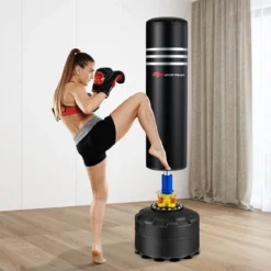 170 cm Stand Kickboxsack mit Ständer und Handschuhen für Home Office Schwarz