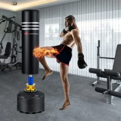 170 cm Stand Kickboxsack mit Ständer und Handschuhen für Home Office Schwarz