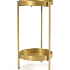 Ø 30 cm 2-stöckiger Metall-Pflanzenständer Moderner Pflanzenständer Golden