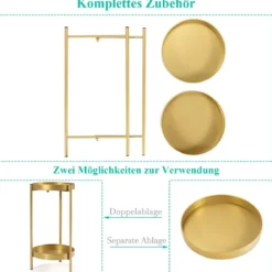 Ø 30 cm 2-stöckiger Metall-Pflanzenständer Moderner Pflanzenständer Golden