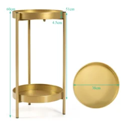Ø 30 cm 2-stöckiger Metall-Pflanzenständer Moderner Pflanzenständer Golden