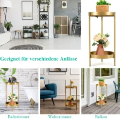 Ø 30 cm 2-stöckiger Metall-Pflanzenständer Moderner Pflanzenständer Golden