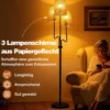 175cm Stehlampe 3 Flammige Stehleuchte mit Metallsockel & Papiergeflecht Lampenschirm Leselampe