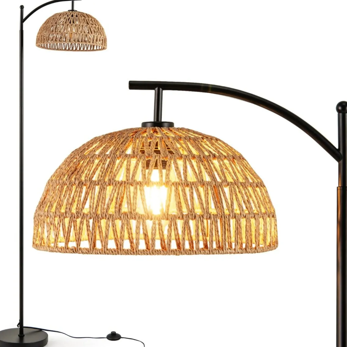 160 cm Stehlampe mit Hängendem Lampenschirm & Fußschalter E27 Fassung Stehleuchte