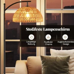 160 cm Stehlampe mit Hängendem Lampenschirm & Fußschalter E27 Fassung Stehleuchte