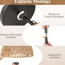 160 cm Stehlampe mit Hängendem Lampenschirm & Fußschalter E27 Fassung Stehleuchte