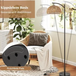 160 cm Stehlampe mit Hängendem Lampenschirm & Fußschalter E27 Fassung Stehleuchte