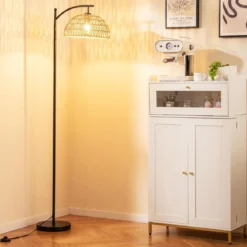 160 cm Stehlampe mit Hängendem Lampenschirm & Fußschalter E27 Fassung Stehleuchte
