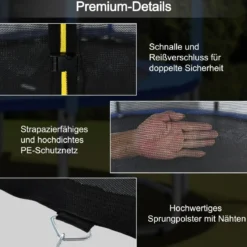 Ø 305 cm Trampolin Freizeit-Trampolin mit Sicherheitsnetz Schwarz + Blau