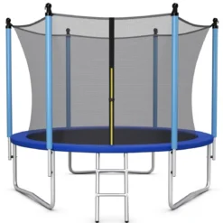 Ø 305 cm Trampolin Freizeit-Trampolin mit Sicherheitsnetz Schwarz + Blau