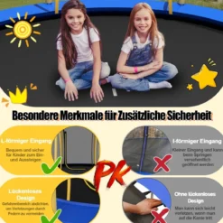 φ305 cm Trampolin mit Blumenform & Sicherheitsnetz & Gepolsterten Stangen Gelb