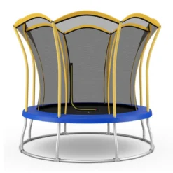 φ305 cm Trampolin mit Blumenform & Sicherheitsnetz & Gepolsterten Stangen Gelb