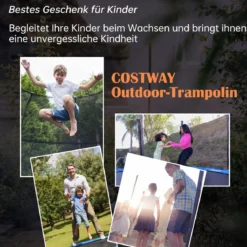φ366 cm Trampolin mit Leiter & Basketball & Sprungmatte & Randabdeckung Gartentrampolin