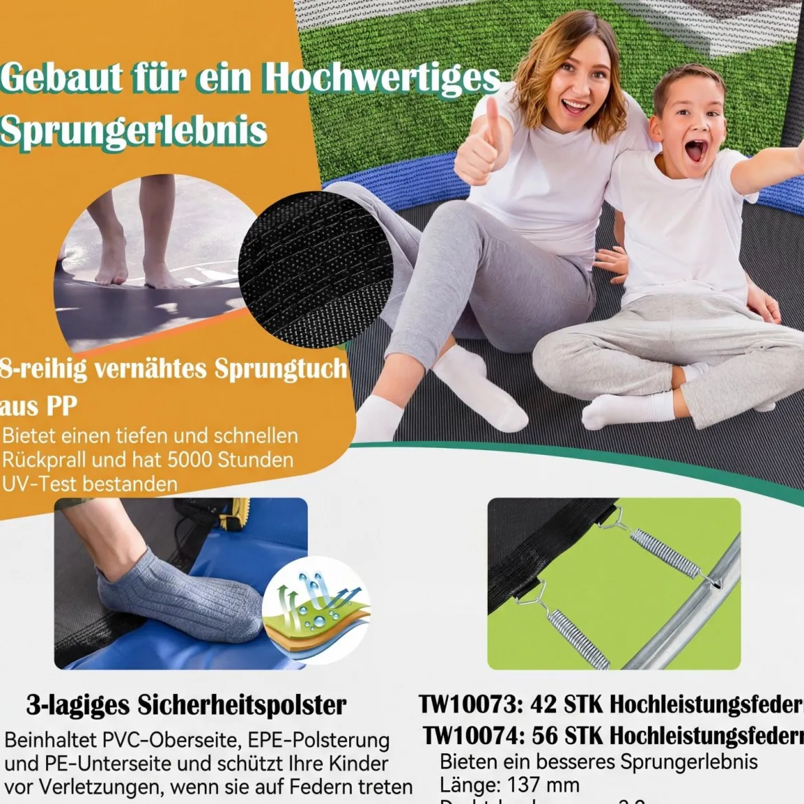 φ366 cm Trampolin mit Leiter & Basketball & Sprungmatte & Randabdeckung Gartentrampolin