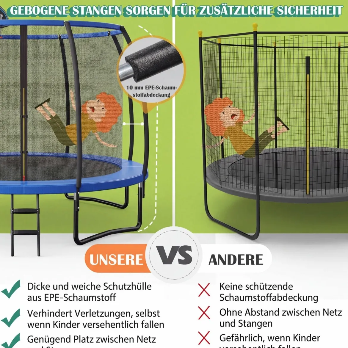 φ366 cm Trampolin mit Leiter & Basketball & Sprungmatte & Randabdeckung Gartentrampolin