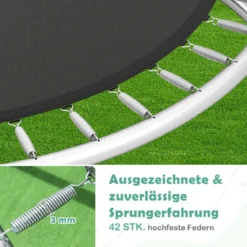 Ø244 cm Trampolin mit Leiter & Sicherheitsnetz Rund Gartentrampolin Kindertrampolin Grün