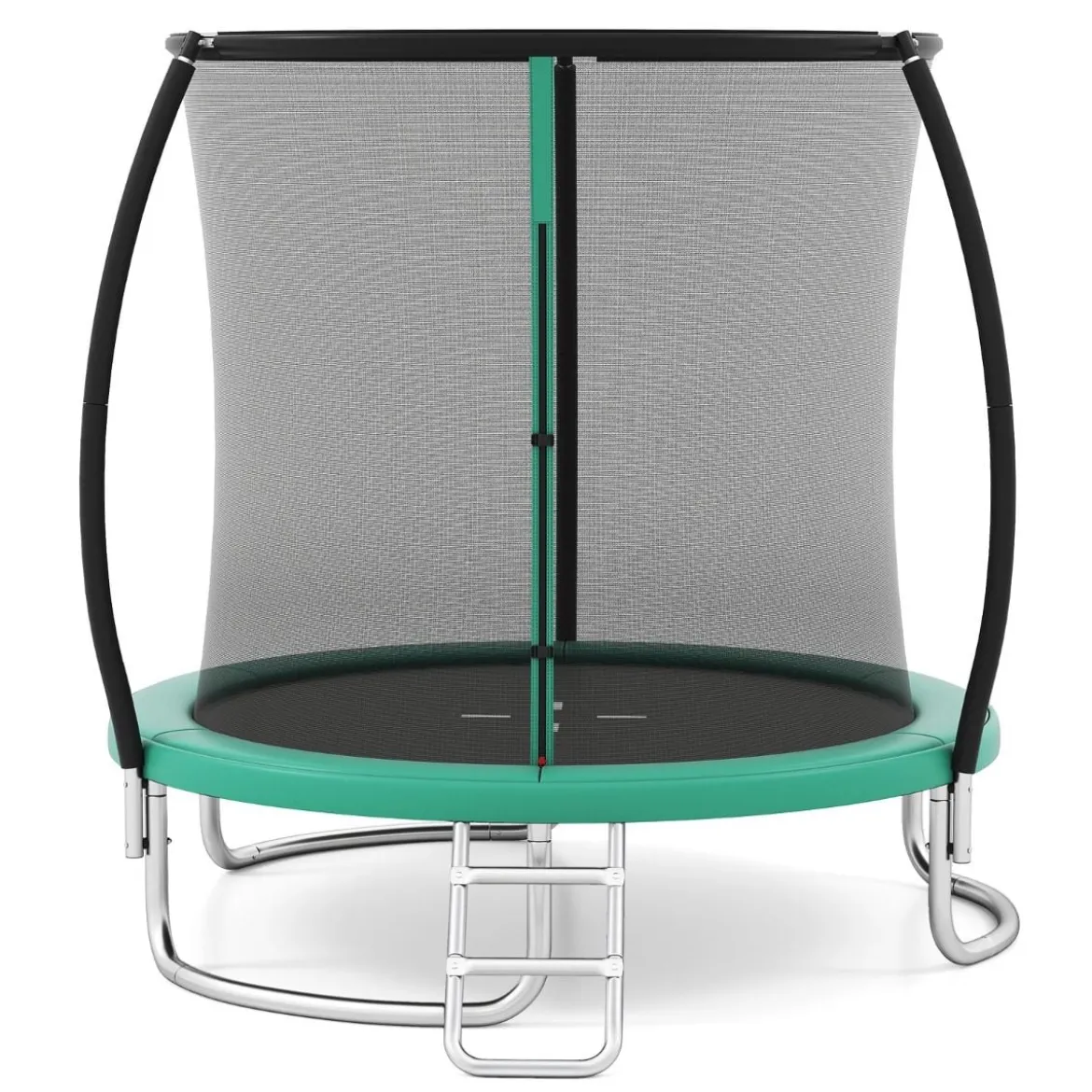 Ø244 cm Trampolin mit Leiter & Sicherheitsnetz Rund Gartentrampolin Kindertrampolin Grün