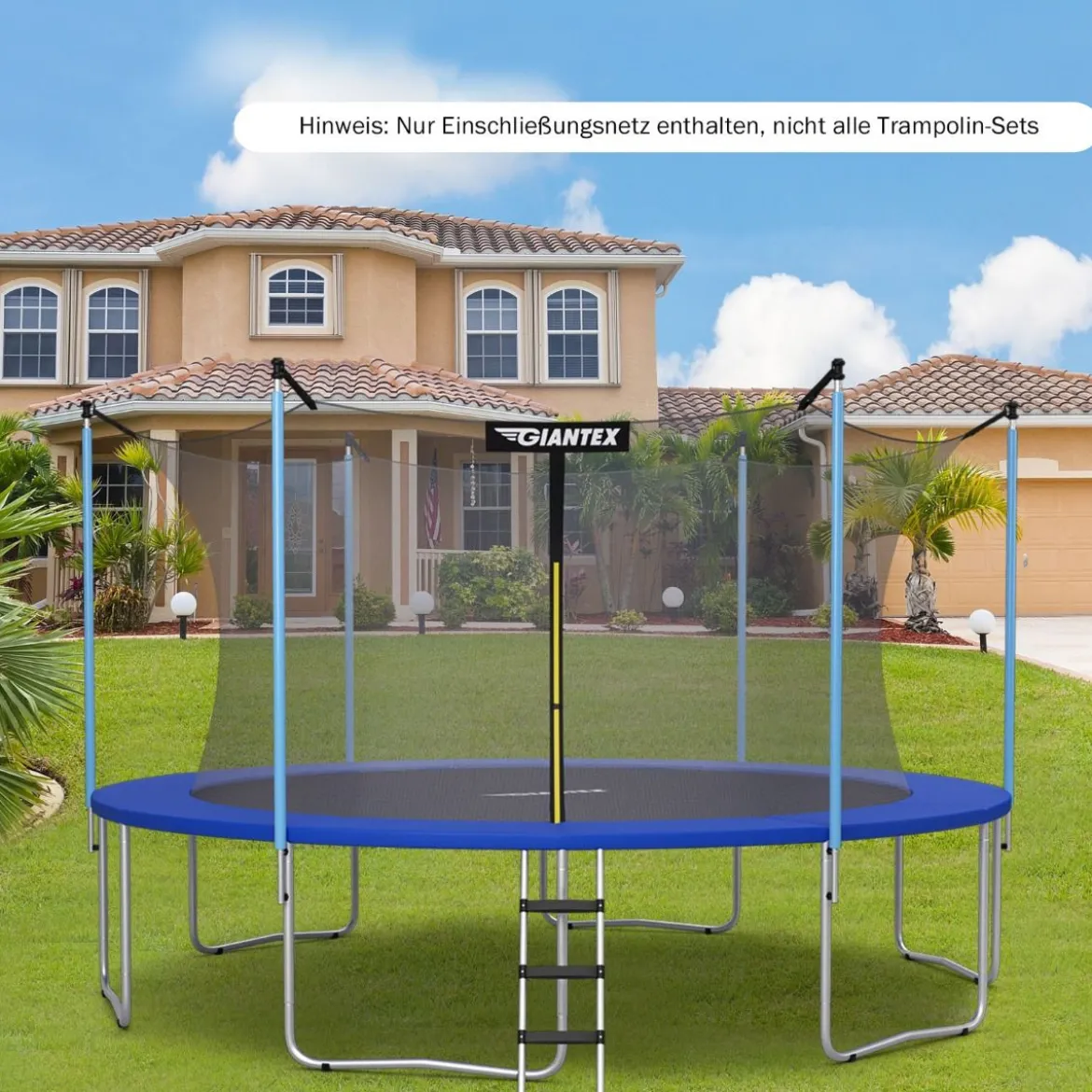 Ø366 cm Trampolin Sicherheitsnetz für Gartentrampoline innenliegend Schwarz