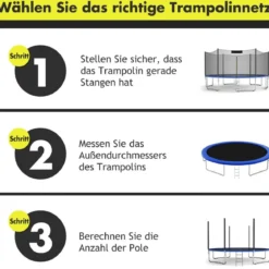 Ø 457cm Trampolin Sicherheitsnetz für Gartentrampoline Ersatznetz außenliegend Schwarz