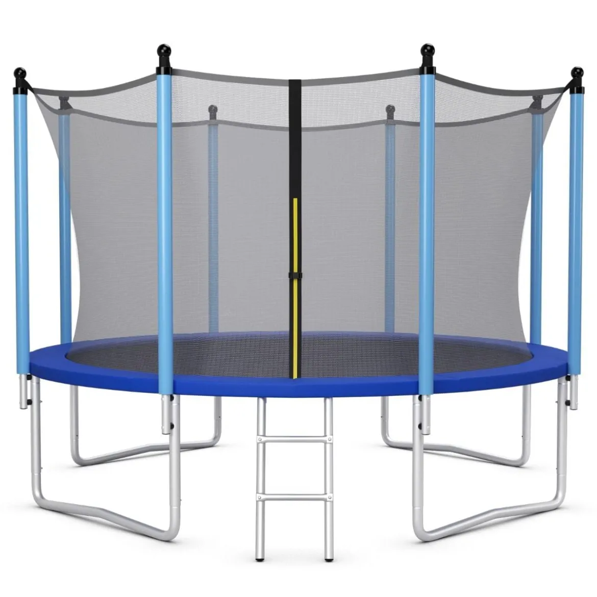 Ø 427 cm Trampolin Trampolin Komplettset mit Leiter Outdoor Schwarz + Blau