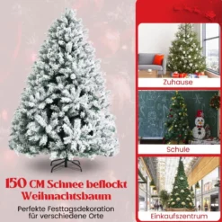 150 cm Verschneiter Weihnachtsbaum Künstlicher Kunstbaum mit Schneefall