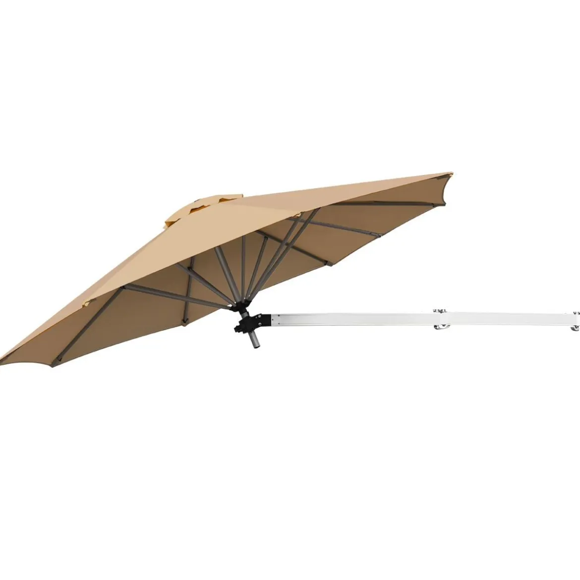 247 cm Wandschirm Terrassenschirm mit verstellbarem Mast Sonnenschirm mit Windventil Beige