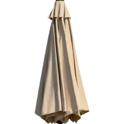 247 cm Wandschirm Terrassenschirm mit verstellbarem Mast Sonnenschirm mit Windventil Beige