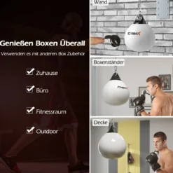 Ø45 cm Wasserboxsack 50 kg Boxing Punching Bag mit Verstellbarer Metallkette Weiß