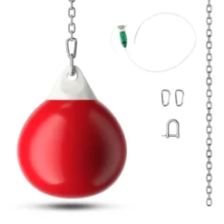 Ø45 cm Wasserboxsack 50 kg Boxing Punching Bag mit Verstellbarer Metallkette Rot