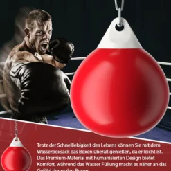 Ø45 cm Wasserboxsack 50 kg Boxing Punching Bag mit Verstellbarer Metallkette Rot