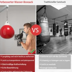 Ø45 cm Wasserboxsack 50 kg Boxing Punching Bag mit Verstellbarer Metallkette Rot
