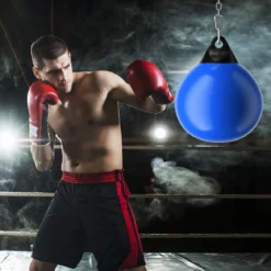 Ø45 cm Wasserboxsack 50 kg Boxing Punching Bag mit Verstellbarer Metallkette Blau