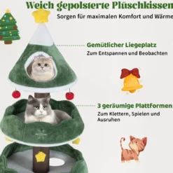 179 cm Weihnachten Kratzbaum mit 3 Plattformen & 11 Bällen Katzenbaum Katzenmöbel