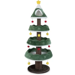 179 cm Weihnachten Kratzbaum mit 3 Plattformen & 11 Bällen Katzenbaum Katzenmöbel
