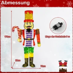 170 cm Weihnachten Nussknacker Figur mit Zuckerstange Weihnachtsfigur Soldat