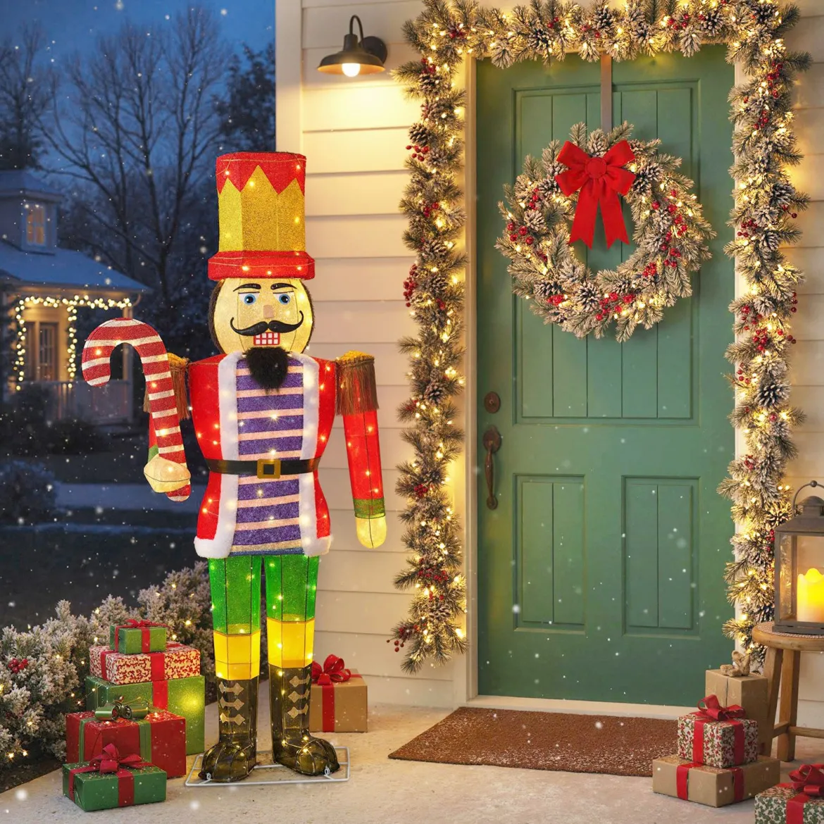170 cm Weihnachten Nussknacker Figur mit Zuckerstange Weihnachtsfigur Soldat